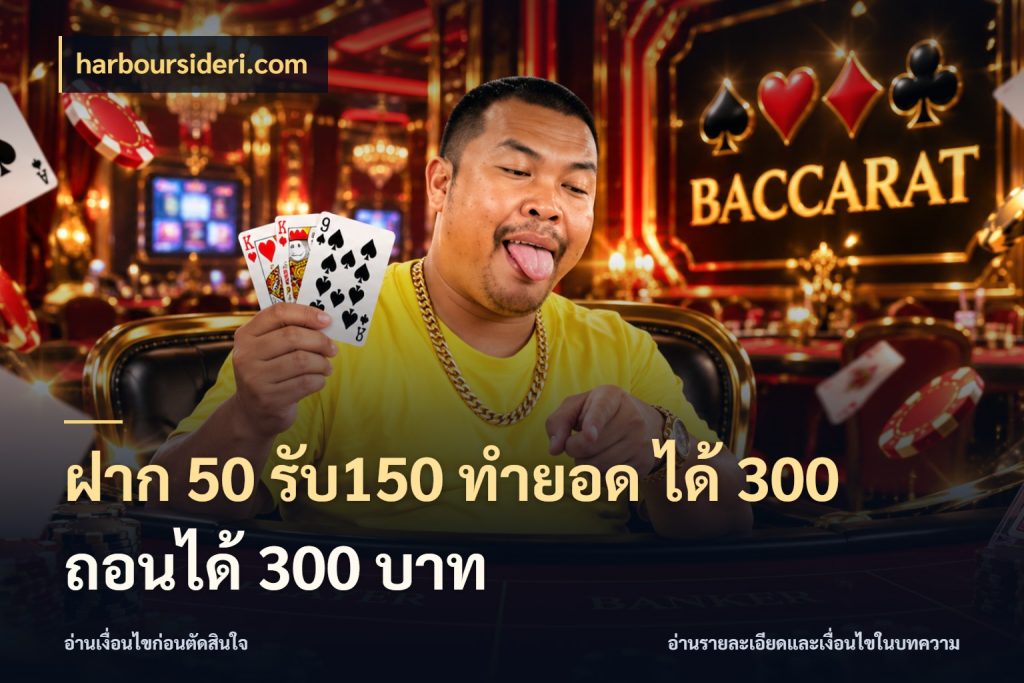 ฝาก 50 รับ150 ทำยอด ได้ 300 ถอนได้ 300 บาท จับประเด็นยอดรับก่อนเลือกความสนุก กับ harboursideri.com