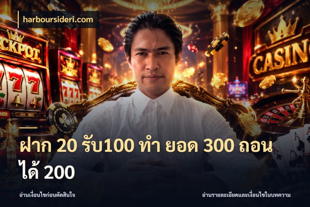 ฝาก 20 รับ100 ทํา ยอด 300 ถอนได้ 200 โปรกับเกมที่ชอบเลือกให้ตรงสไตล์ กับ harboursideri.com