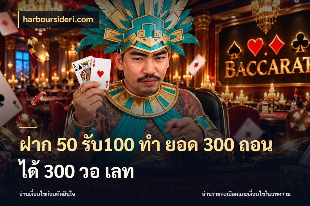ฝาก 50 รับ100 ทํา ยอด 300 ถอนได้ 300 วอ เลท สีสันของโปรฝากและยอดรับ ในมุม harboursideri.com